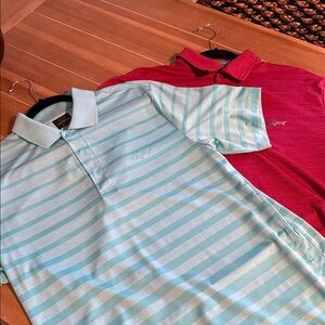 Striped Greg Norman Polo Shirts in Blue and Red